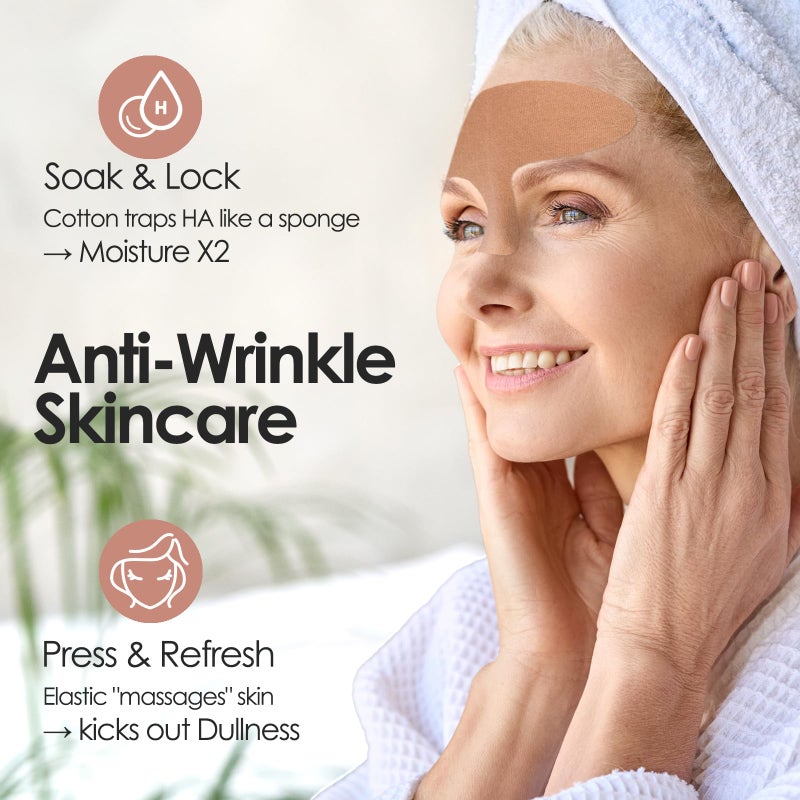 Akissos Forehead Wrinkle Patches Overnight (15 Pack) - Deep Wrinkle Repair from Fascia Layer,Micro Lift Elastic Facial Patches, Face Tape for Sleeping, Hypoallergenic Elasticity Cotton for Forehead Firming - Image 3